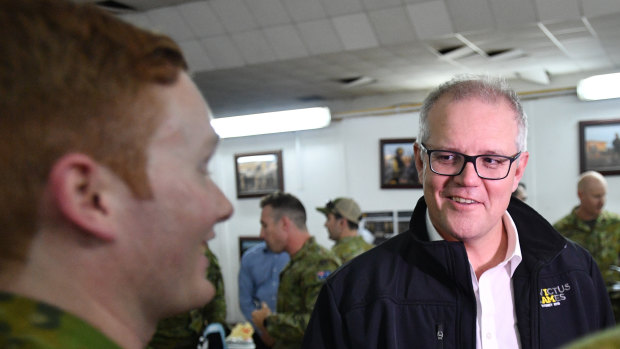 Mr Morrison speaks with Australian troops on deployment to Iraq.