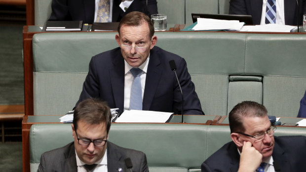 Former prime minister Tony Abbott in question time on Monday.