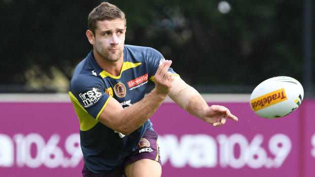 Andrew McCullough at a Broncos training session at Red Hill on Wednesday.