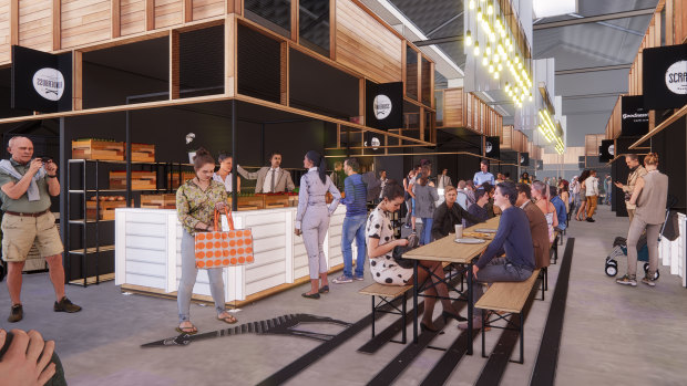 Artists' impressions of the Origins Market in Busselton. 