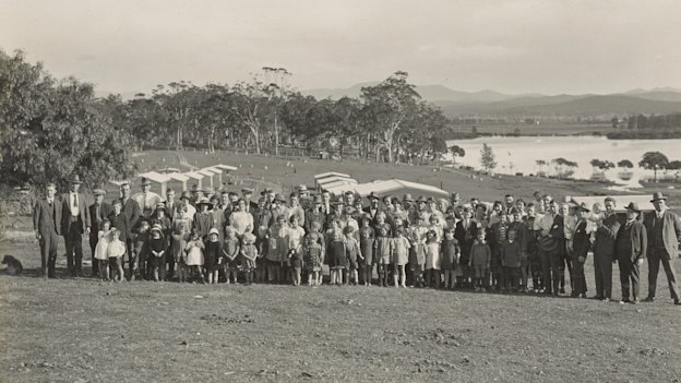 A group of Granite Town workers and residents in 1926. There were 250 employees from 13 nationalities in this now ghost town.