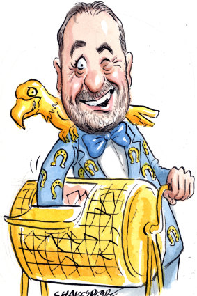 Racing NSW boss Peter V'landys is holding a draw to determine the naming rights to the Golden Eagle. Illustration: John Shakespeare
