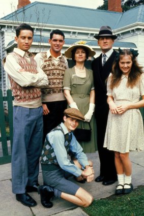 Susan Hannaford (right) with the rest of the cast from The Sullivans.