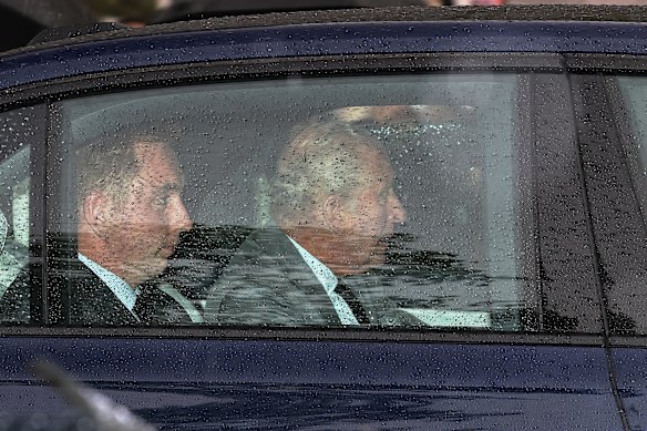 King Charles III is seen arriving at Clarence House in London, England.