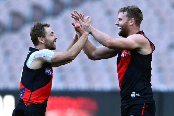 Close mates and former teammates Devon Smith and Jake Stringer.