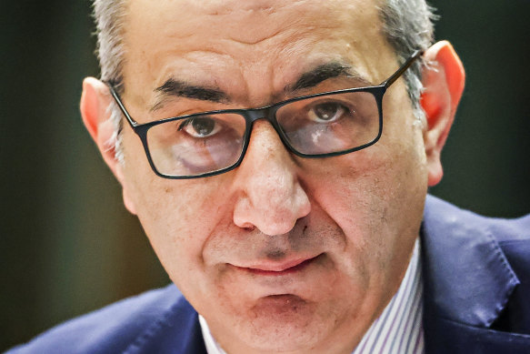 Then-home affairs secretary Michael Pezzullo at Senate estimates in May 2023. 