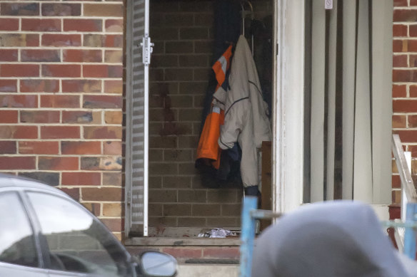 A view through the front door at the house in Lilydale after the home invasion.