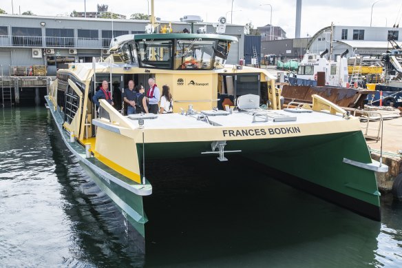 The Frances Bodkin is tied up at Rozelle Bay after her three-day voyage from Hobart.