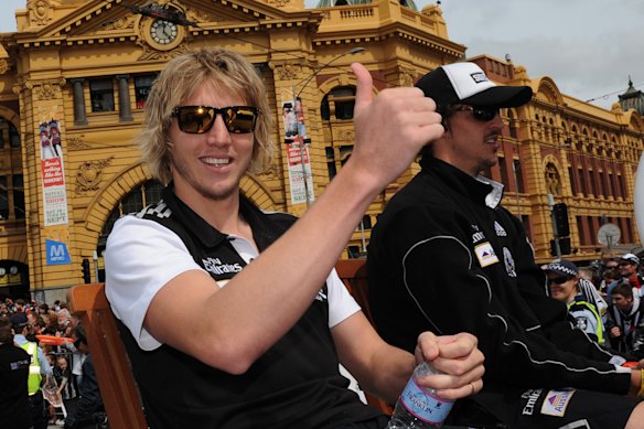Dale Thomas with Pendlebury in the 2010 grand final parade.