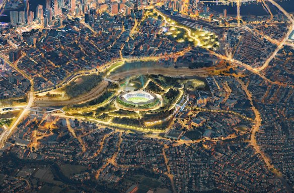 Brisbane Stadium’s planned position within Victoria Park.