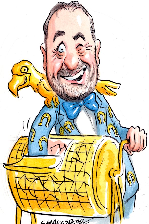 Racing NSW boss Peter V'landys is holding a draw to determine the naming rights to the Golden Eagle. Illustration: John Shakespeare