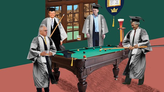 Oxford alumni: from left, Malcolm Turnbull, Kevin Rudd, Tony Abbott and Bob Hawke.