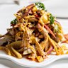 Spiced shredded chicken.