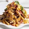 Spiced shredded chicken.