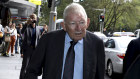Ron Brierley leaving court in February 2020.
