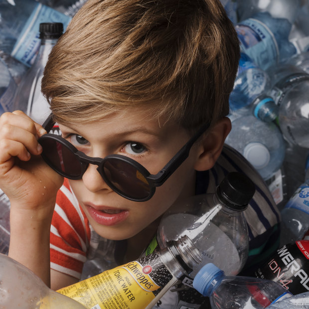 Good Citizens started because Harry Robinson, 8, passionately wanted to help solve the plastic waste problem. He is wearing a prototype of the sunglasses.