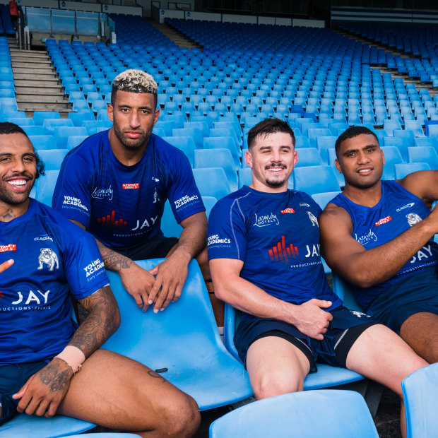 Canterbury’s Josh Addo-Carr, Viliame Kikau, Reed Mahoney and Tevita Pangai junior are the faces of the Bulldogs revolution.