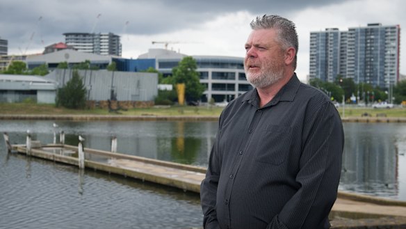 Belconnen Community Council chair Glen Hyde at the former Belconnen Water Police site on the shores of Lake Ginninderra.