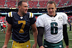 Australian punters Ben Graham #7 of the New York Jets and Sav Rocca #6 of the Philadelphia Eagles in 2007.
