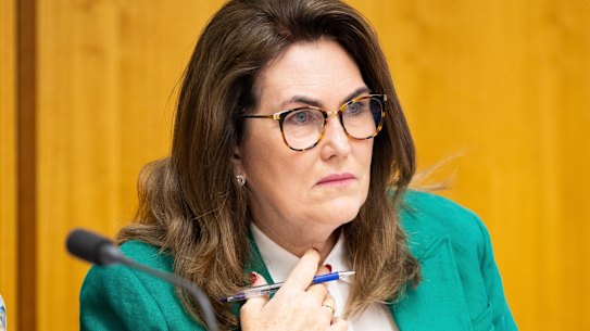 NSW Senator Deborah O’Neill during a Senate estimates hearing at Parliament House in Canberra on Tuesday.
