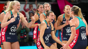 Jubiliation: The Vixens are headed to perth for the Super Netball grand final.