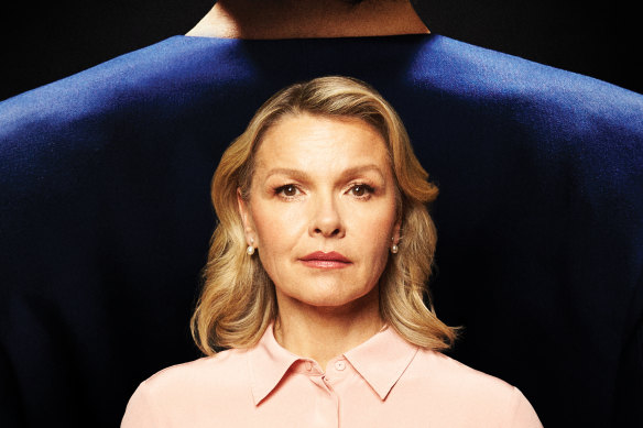 Justine Clarke on stage in Julia. The play is an imagining of former prime minister Julia Gillard’s life.