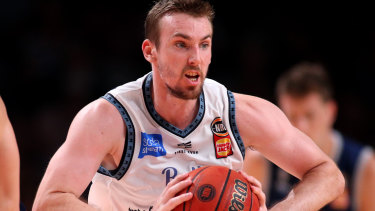 Mitch McCarron of Melbourne United in action during the Round 15 NBL match versus the Adelaide 36ers.