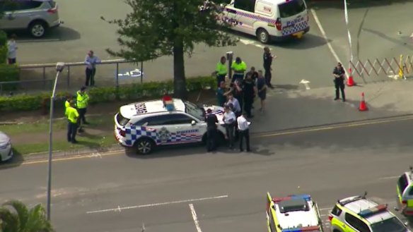 Police at the scene where a man died of stab wounds in Mansfield.