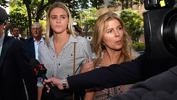 Swimmer Shayna Jack (left) and her mother Pauline leave the briefing with ASADA  earlier this month.