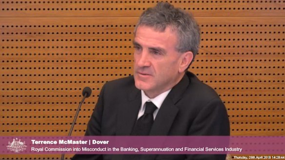 Terrence McMaster at the royal commission before his collapse.