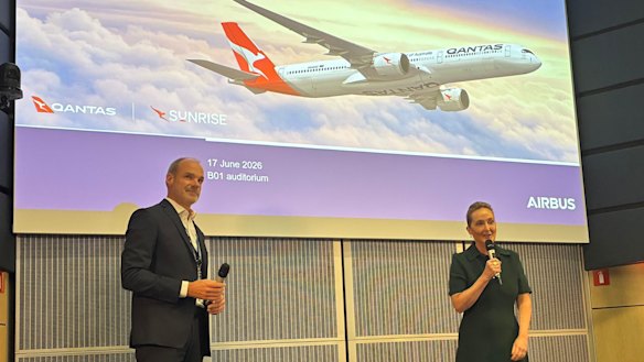 エアバス社の民間航空機 CEO ラース・ワグナー氏とカンタス航空 CEO ヴァネッサ・ハドソン氏が、フランスのトゥールーズにあるエアバス社の工場でプロジェクト・サンライズについて語ります。