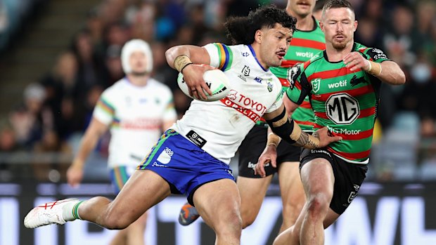 Corey Harawira-Naera taking a hit-up just before the incident in 2023.