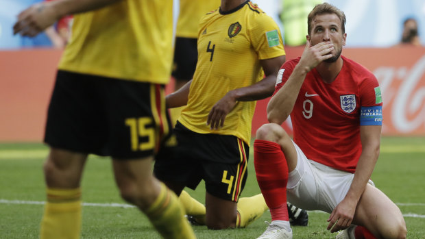 Agonising: Harry Kane reacts after another near miss for England.
