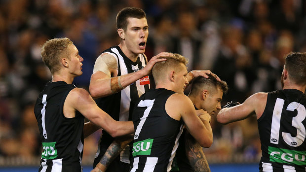 The Big American Mason Cox starred for the Pies against the Bulldogs on Friday night.