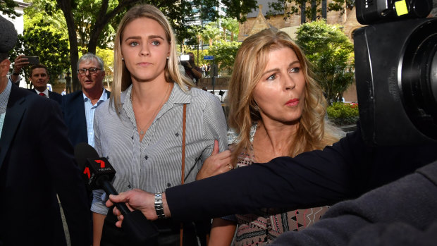 Swimmer Shayna Jack (left) and her mother Pauline leave the briefing with ASADA  earlier this month.