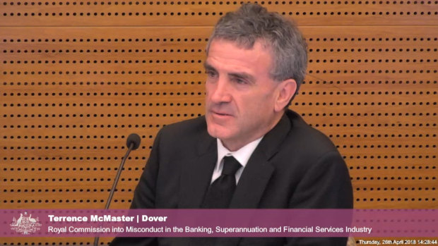Terrence McMaster at the royal commission before his collapse.