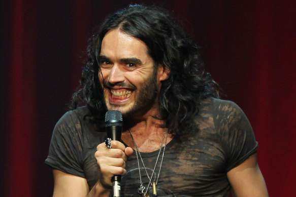 Russell Brand performs during his stand-up tour at Rod Laver Arena, Melbourne, 2010.