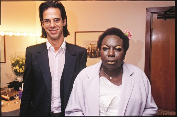 Nick Cave and Nina Simone in Nina’s dressing room at the Meltdown Festival in 1999.