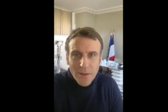 French President Emmanuel Macron released a video while he was isolating in Versailles.