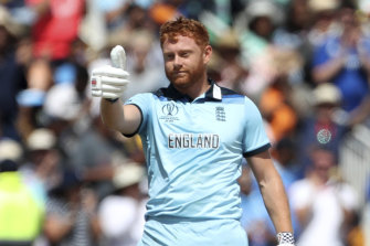 England's Jonny Bairstow after scoring a World Cup century against India at Edgbaston on Sunday.