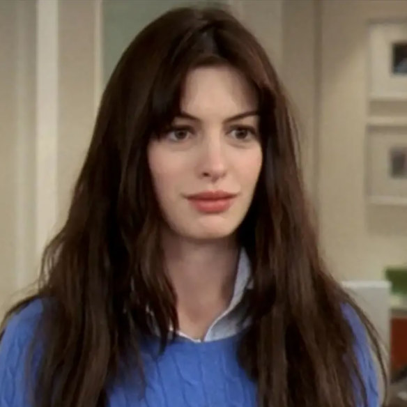 Anne Hathaway in her “cerulean” jumper in <i>The Devil Wears Prada<i/>.