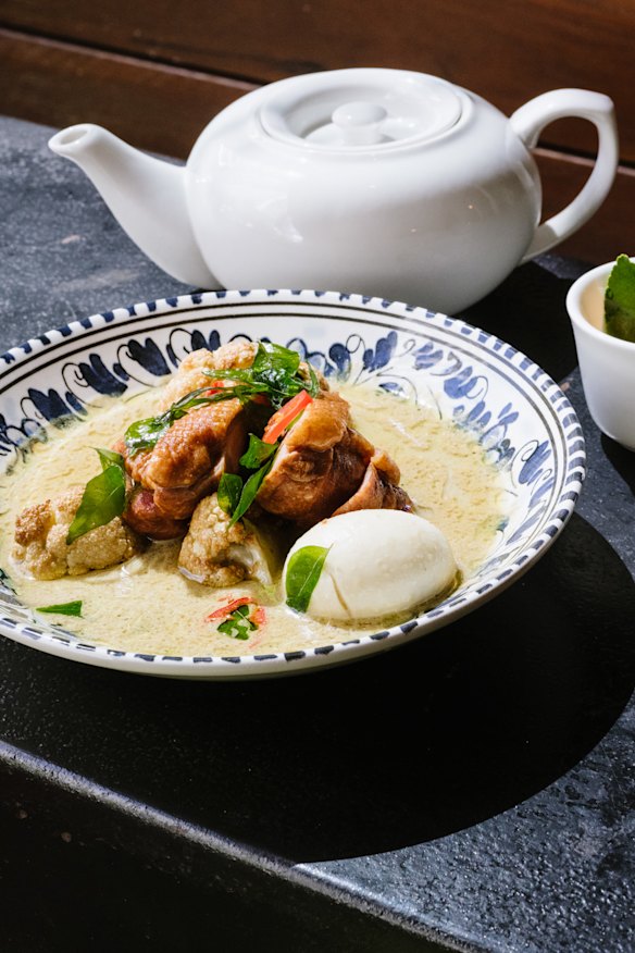 Central Javanese duck white curry with egg, jackfruit and lemongrass.