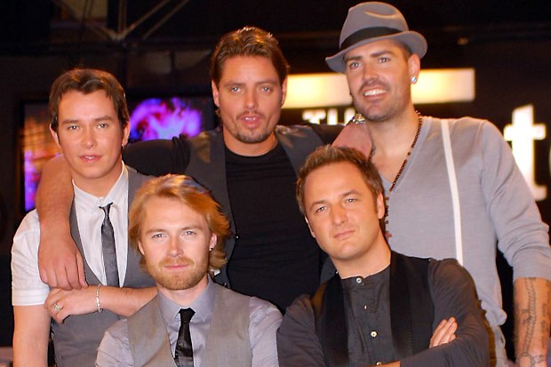 oyzone members Stephen Gately, Ronan Keating, Shane Lynch, Mikey Graham and Keith Duffy attend RTE’s The Late Late Show at RTE Studios on November 23, 2007 in Dublin, Ireland. (Photo by ShowBizIreland/Getty Images)