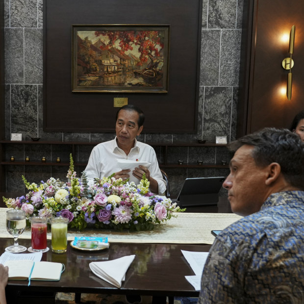 Indonesian President Joko Widodo at the Presidential Palace in Jakarta.