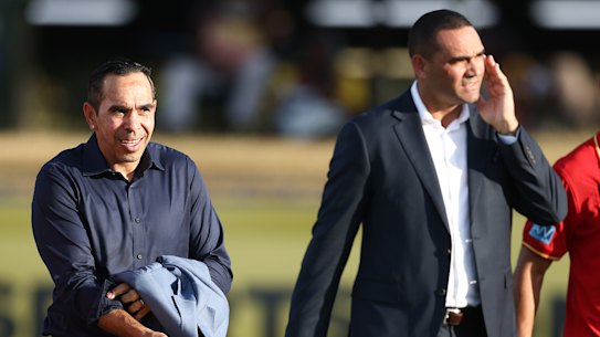 Ben Long, Eddie Betts, Shaun Burgoyne e Daniel Rioli em uma partida em Darwin no ano passado.