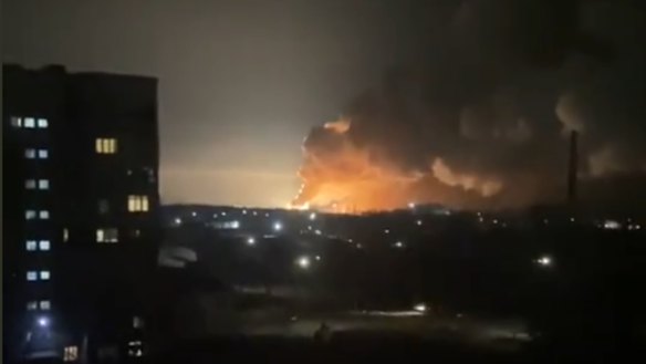 Smoke rises in Kharkiv, Ukraine’s second largest city, following Russian’s invasion.