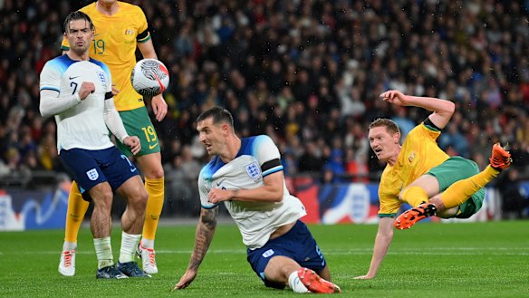 Kye Rowles produces a spectacular strike.