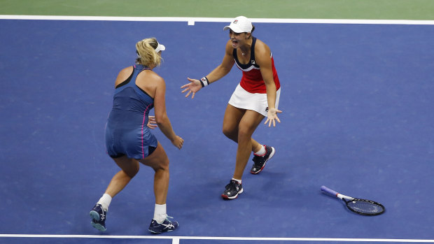 Epic: The pair had to fight off three match points to secure the victory.