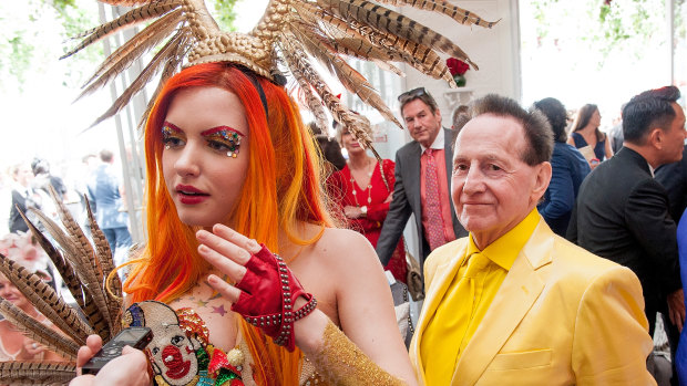 Geoffrey Edelsten and Gabi Grecko at Melbourne Cup in 2014.