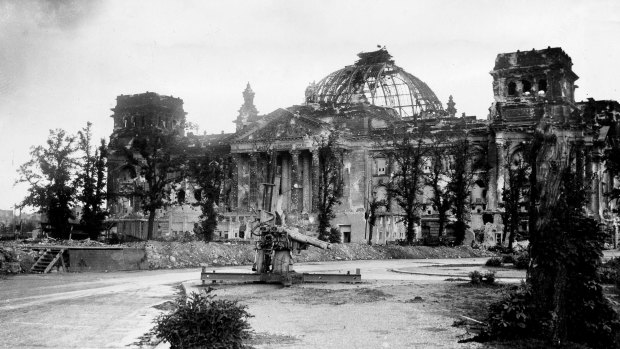 The gutted remains of Berlin's Reichstag building on May 7, 1945. 